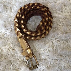 JCrew gold leather belt, classic + bling